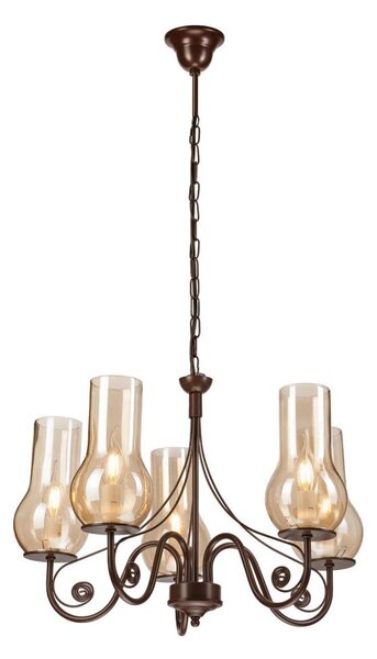 Brilagi - LED Lampadario a sospensione con catena COTTAGE 5xE14/40W/230V marrone