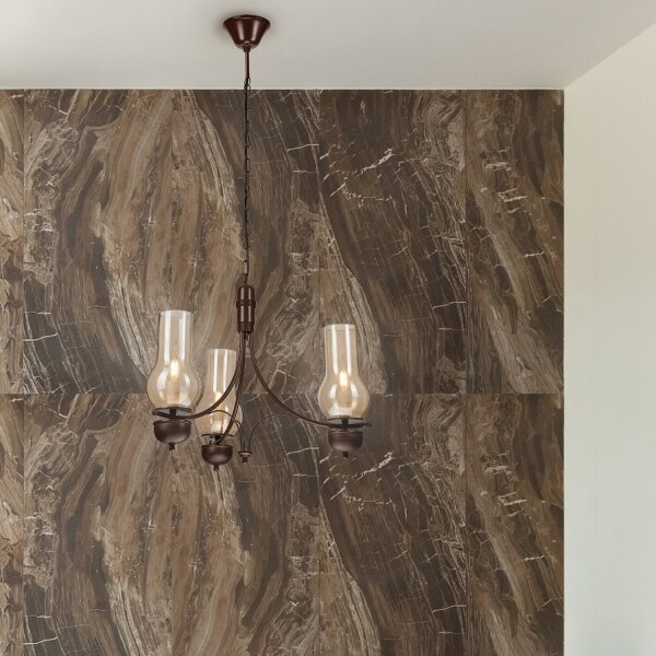 Brilagi - Lampadario LED a catena COTTAGE 3xE14/40W/230V faggio/marrone/beige fumé