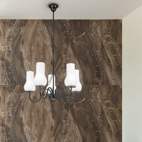 Brilagi - LED Lampadario a sospensione con catena COTTAGE 5xE14/40W/230V nero/bianco