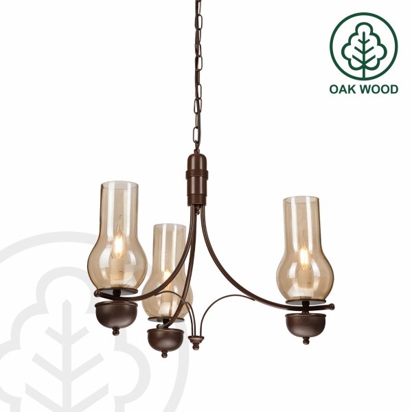 Brilagi - Lampadario LED a catena COTTAGE 3xE14/40W/230V faggio/marrone/beige fumé