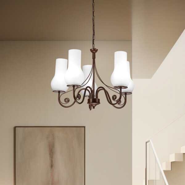 Brilagi - LED Lampadario a sospensione con catena COTTAGE 5xE14/40W/230V marrone/bianco