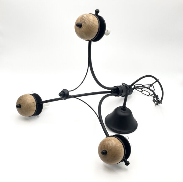 Brilagi - Lampadario LED a catena COTTAGE 3xE14/40W/230V quercia/nero/beige fumé