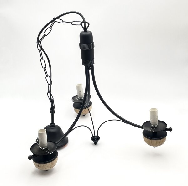 Brilagi - Lampadario LED a catena COTTAGE 3xE14/40W/230V quercia/nero/beige fumé