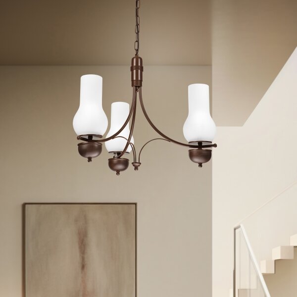 Brilagi - Lampadario LED a catena COTTAGE 3xE14/40W/230V faggio/marrone/bianco