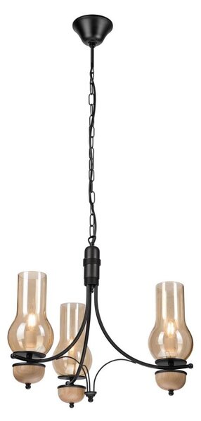 Brilagi - Lampadario LED a catena COTTAGE 3xE14/40W/230V quercia/nero/beige fumé