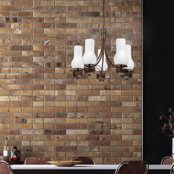 Brilagi - Lampadario LED a catena COTTAGE 5xE14/40W/230V rovere/bianco