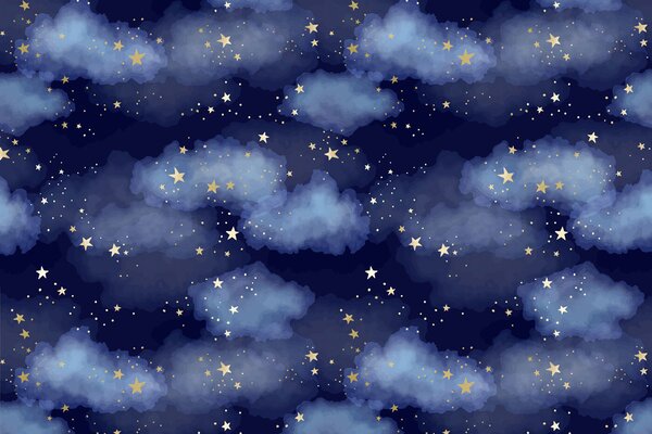Carta da parati Un cielo blu con nuvole e stelle, Carta da parati Cielo, Carta da parati popolare, u97502 - Tapeko.it