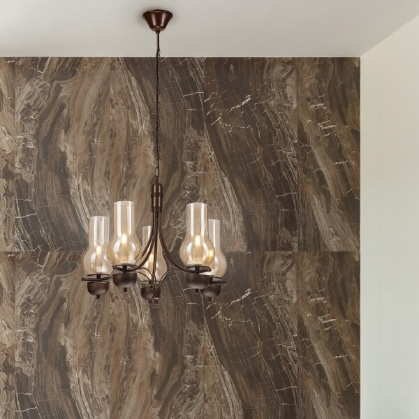 Brilagi - LED Lampadario a sospensione con catena COTTAGE 5xE14/40W/230V quercia/marrone