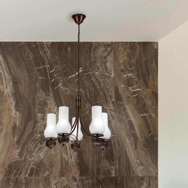 Brilagi - Lampadario LED a catena COTTAGE 5xE14/40W/230V rovere/bianco
