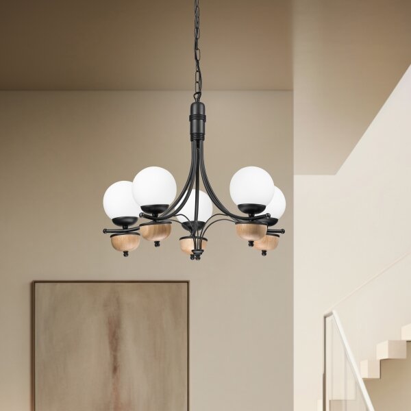 Brilagi - LED Lampadario a sospensione con catena COTTAGE 5xG9/40W/230V faggio/bianco