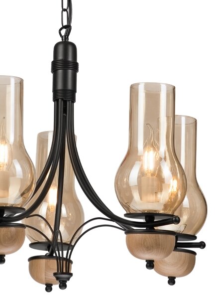 Brilagi - LED Lampadario a sospensione con catena COTTAGE 5xE14/40W/230V faggio/marrone
