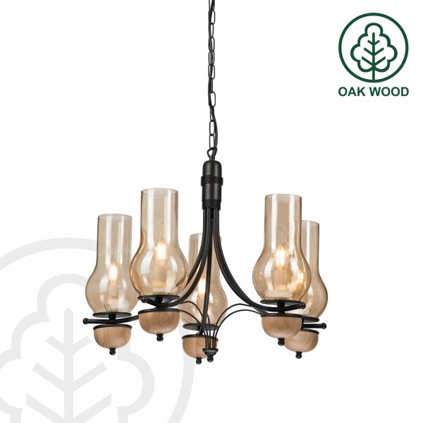 Brilagi - LED Lampadario a sospensione con catena COTTAGE 5xE14/40W/230V faggio/marrone
