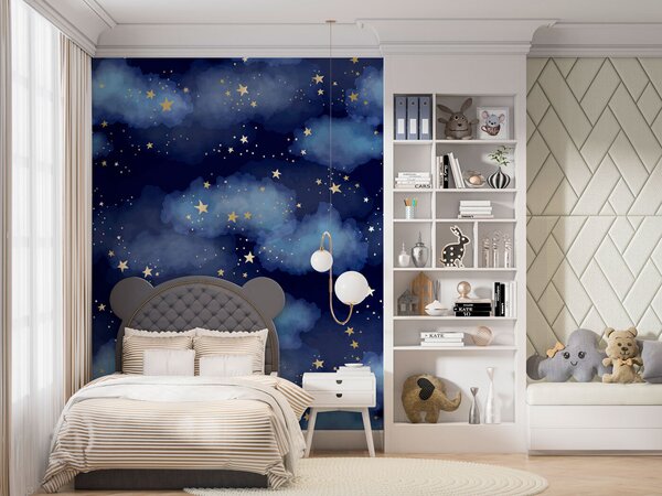 Carta da parati Un cielo blu con nuvole e stelle, Carta da parati Cielo, Carta da parati popolare, u97502 - Tapeko.it