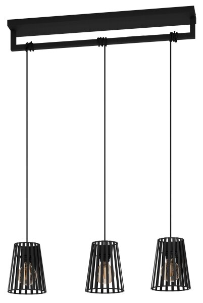 Eglo 390003 - Lampadario a sospensione con filo BOGOTA 3xE27/40W/230V nero