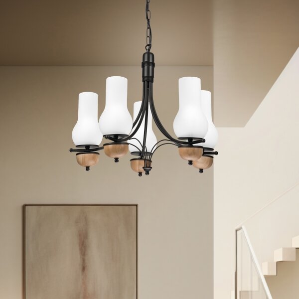 Brilagi - LED Lampadario a sospensione con catena COTTAGE 5xE14/40W/230V faggio/bianco