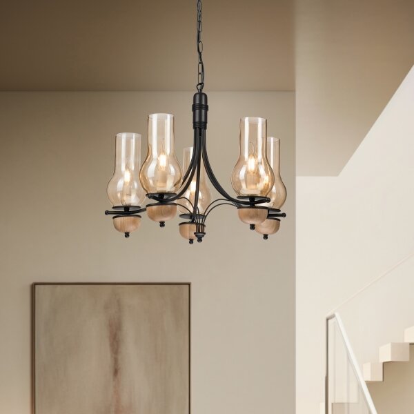 Brilagi - LED Lampadario a sospensione con catena COTTAGE 5xE14/40W/230V faggio/marrone