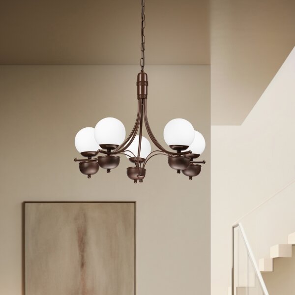 Brilagi - LED Lampadario a sospensione con catena COTTAGE 5xG9/40W/230V quercia/bianco