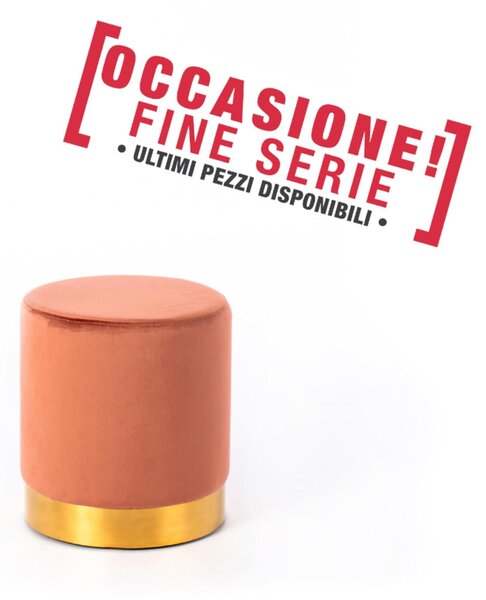 POUFF In Velluto con fascia dorata design Cilindrico Dimensioni 36x h40 cm colore Arancio