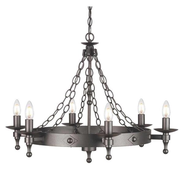 Elstead WR6-GRAPHITE - Lampadario a sospensione con catena WARWICK 6xE14/60W/230V