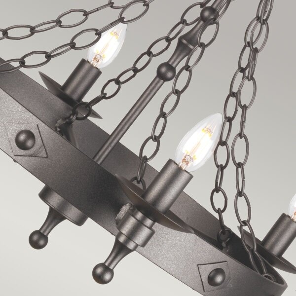 Elstead WR6-GRAPHITE - Lampadario a sospensione con catena WARWICK 6xE14/60W/230V