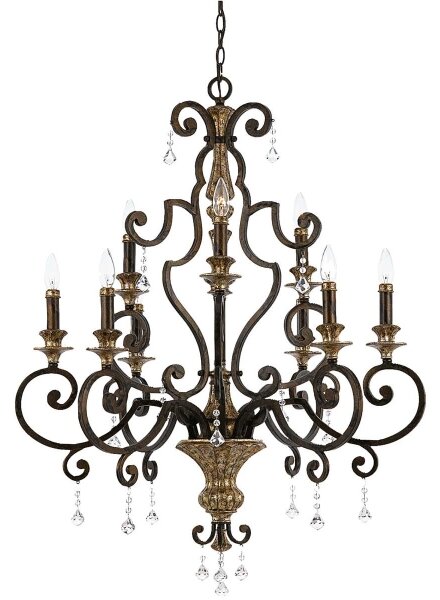Quoizel QZ-MARQUETTE9 - Lampadario a sospensione con catena MARQUETTE 9xE14/60W/230V