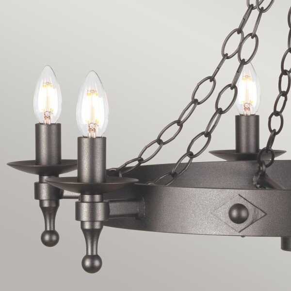 Elstead WR6-GRAPHITE - Lampadario a sospensione con catena WARWICK 6xE14/60W/230V