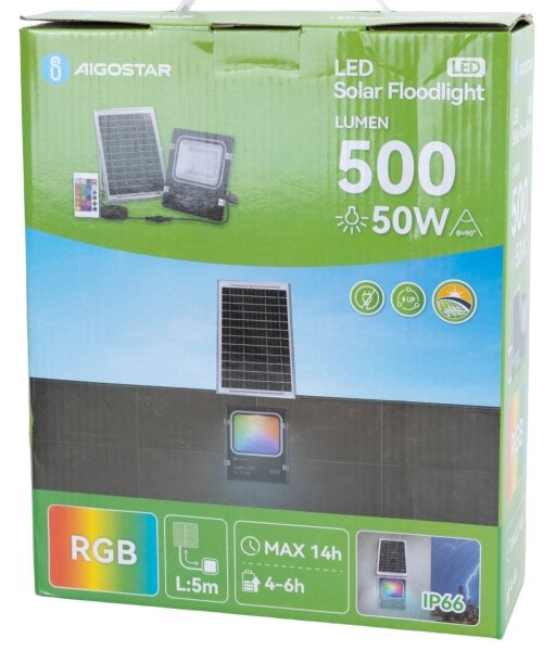 Aigostar - LED RGB Faro solare dimmerabile LED/50W/3,2V IP66 + +TC