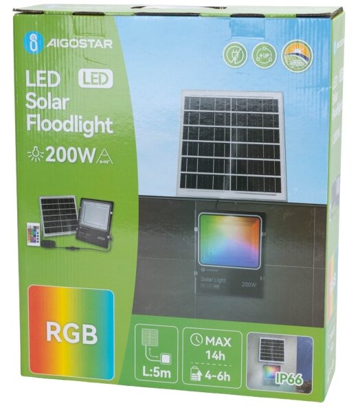 Aigostar - LED RGB Faro solare dimmerabile LED/200W/3,2V IP66 + +TC