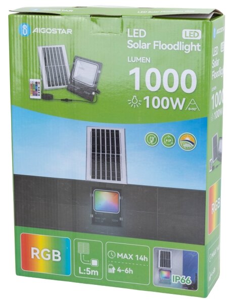 Aigostar - LED RGB Faro solare dimmerabile LED/100W/3,2V IP66 + +TC