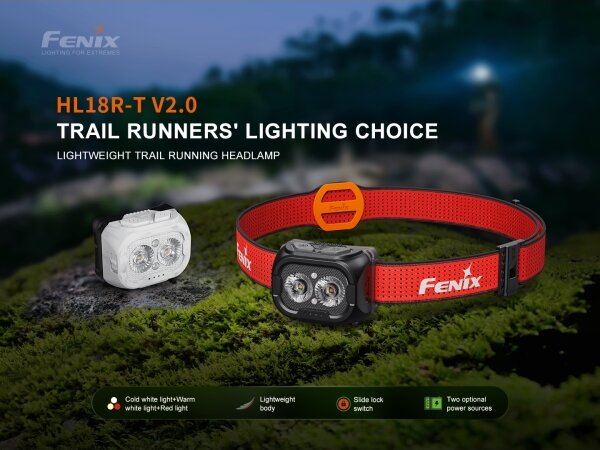 Fenix HL18RTV20BLC -LED Lampada frontale ricaricabile dimmerabile LED/USB IP66 nero/arancio