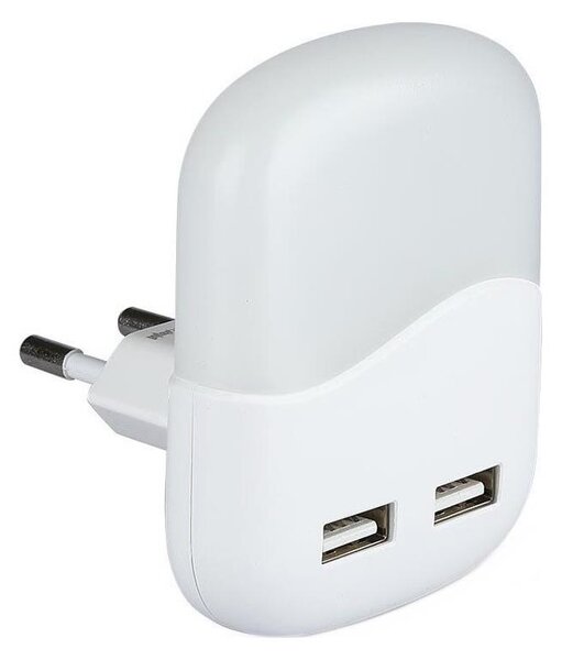 LED Luce notturna con sensore crepuscolare 2xUSB LED/0,45W/230V 3000K