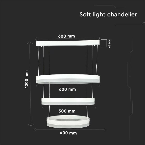 Lampadario a sospensione con filo LED dimmerabile LED/86W/230V 3000K bianco