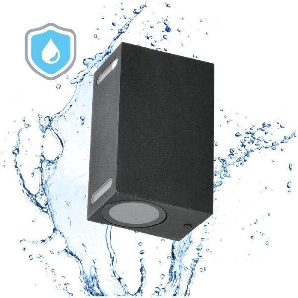 Applique da esterno QUERK 2xGU10/35W/230V IP54 15 cm nero