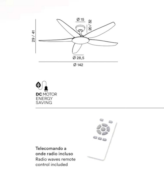Ventilatore moderno perenz wind 7200 b ct metallo acrilico - Perenz