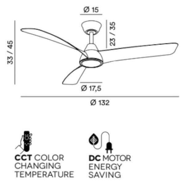 Ventilatore moderno perenz nora 7204 ct led dimmerabile metallo acrilico - Perenz