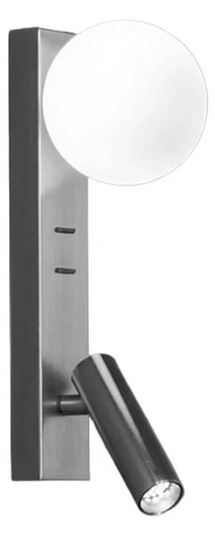 Applique perenz fog 8484 gr lc g9 led 240lm 3000k usb cilindro orientabile doppia accensione grigio spazzolato - Perenz