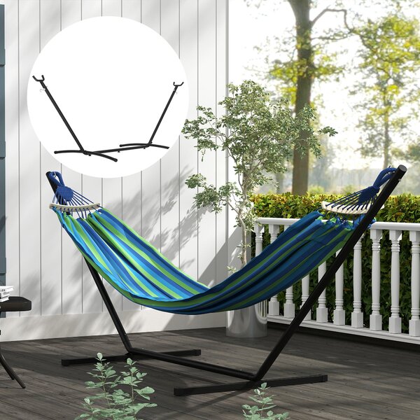 Outsunny Supporto per amaca da giardino,struttura amaca regolabile in metallo carico 120Kg, per esterno, 280x120x110cm, Nero | Aosom Italy
