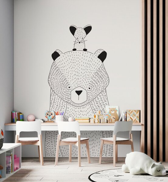 Carta da parati Un orso con un topo sulla schiena, Carta da parati per Bambini, Carta da parati popolare, u98483 - Tapeko.it
