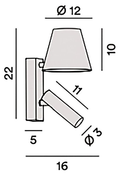 Applique perenz reverse 8472 b lc led 3000k 480lm paralume spot metallo bianco orientabile - Perenz