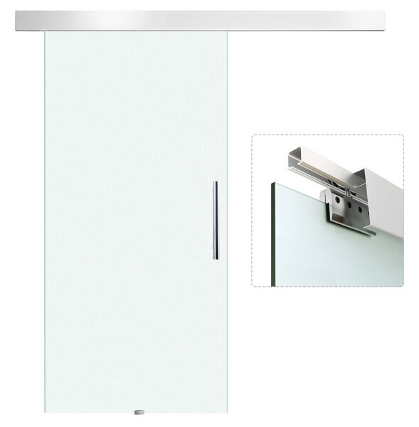 HomCom Porta Scorrevole in Vetro Temperato di sicurezza Porte per Interni con Binario Silenziosoin Alluminio|Aosom