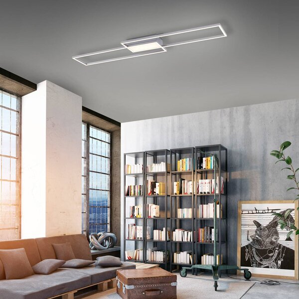 JUST LIGHT. GmbH Plafoniera a LED Asmin, dimmerabile, Alluminio / Grigio / Zincato, Soggiorno / Sala da pranzo, Metallo, Plafoniera LED