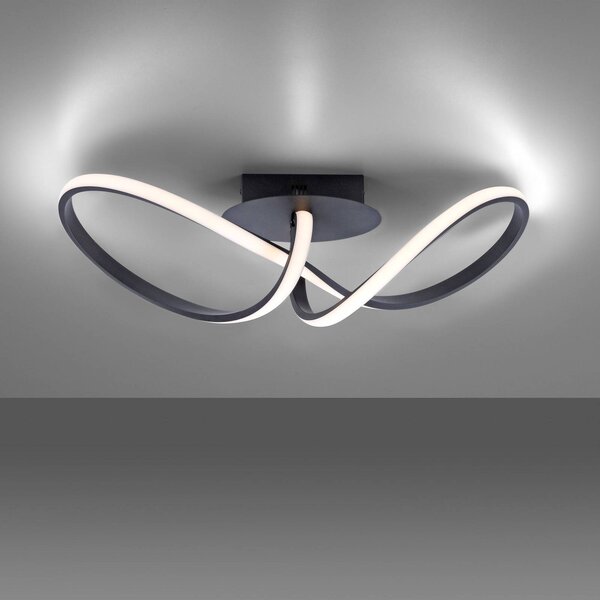 JUST LIGHT. GmbH Plafoniera a LED Maria, dimmerabile, Nero, Camera da letto, Alluminio, Moderno, Plafoniera LED