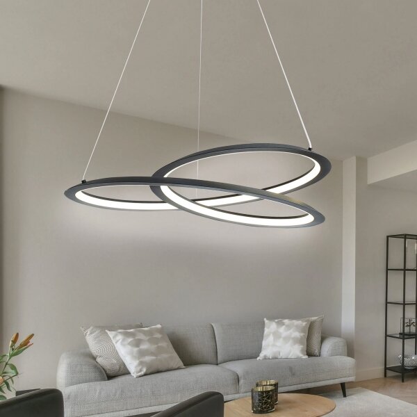 Lampadario LED a sospensione con filo TANGO LED/44W/230V 4000K diametro 60 cm nero