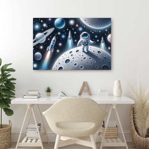 Quadro su tela – Astronauta bambino sulla Luna