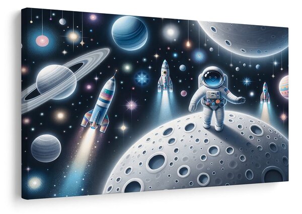 Quadro su tela – Astronauta bambino sulla Luna