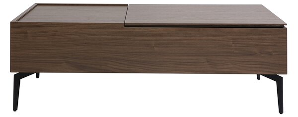 Tavolo basso sollevabile rettangolare in legno scuro finitura noce e metallo nero L103 cm SEDA