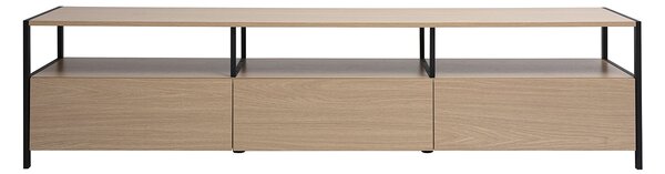 Mobile TV in finitura legno chiaro quercia e metallo nero L180 cm MAXENCE