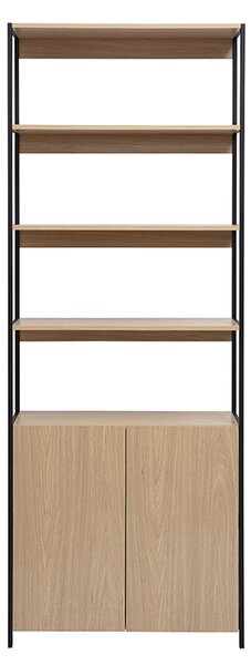Libreria con ripiani finitura legno chiaro rovere e metallo nero L80 cm MAXENCE