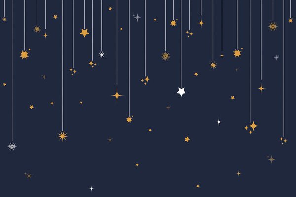 Carta da parati Stelle e fiocchi di neve dalle corde, Carta da parati per Bambini, Carta da parati popolare, u98767 - Tapeko.it