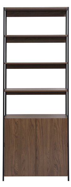 Libreria con ripiani finitura legno scuro noce e metallo nero L80 cm MAXENCE